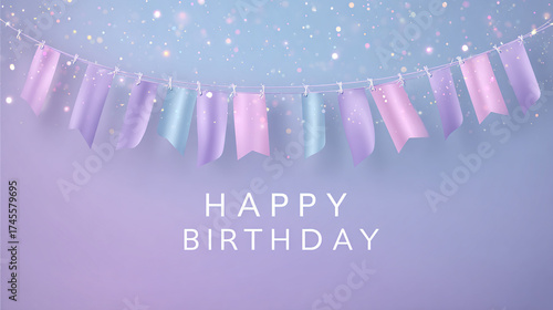Happy birthday celebration card with pink background
