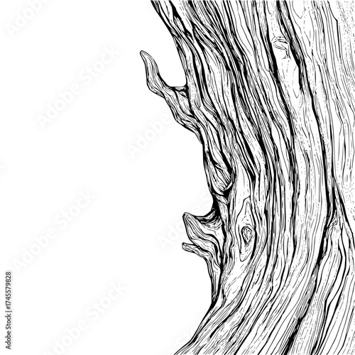 Illustration of tree bark texture black and white drawing nature graphic design element tree trunk vector art 100