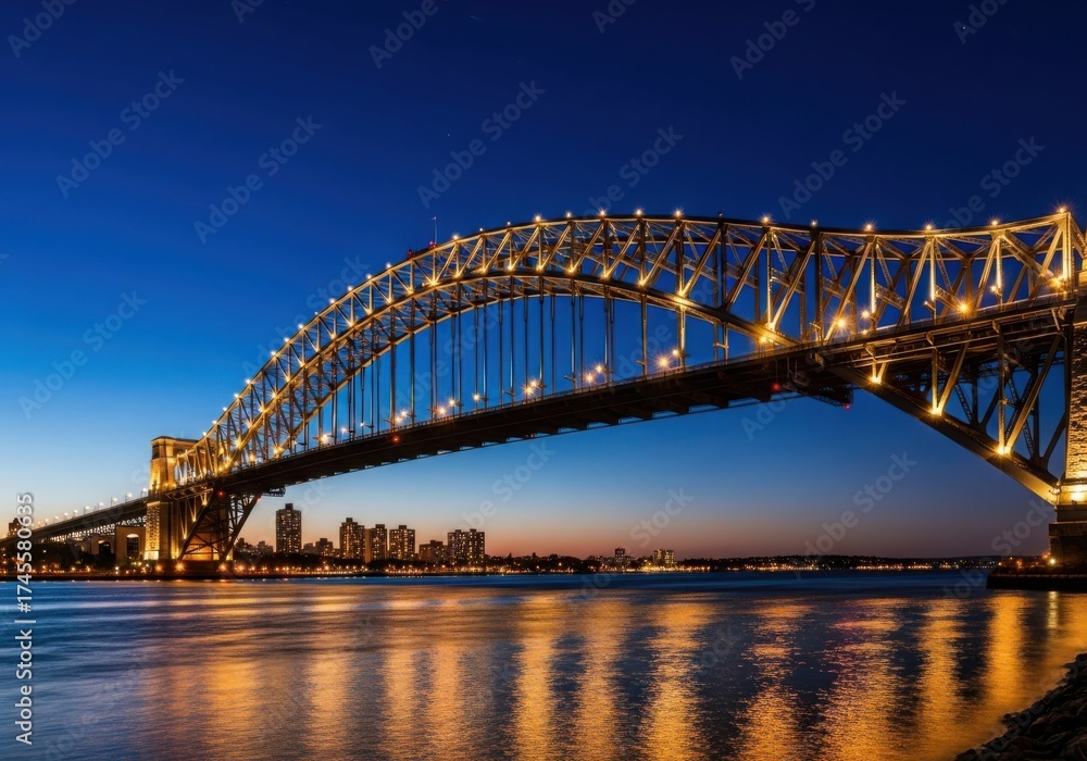 Naklejka premium Iconic sydney harbour bridge illuminated at dusk