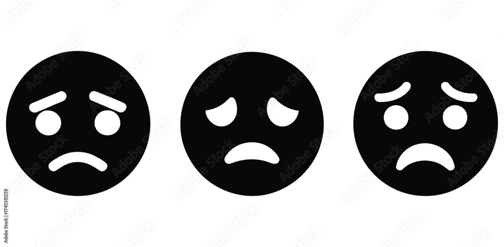 Fototapeta premium sad faces expressing negative emotions. sad emoji icons set