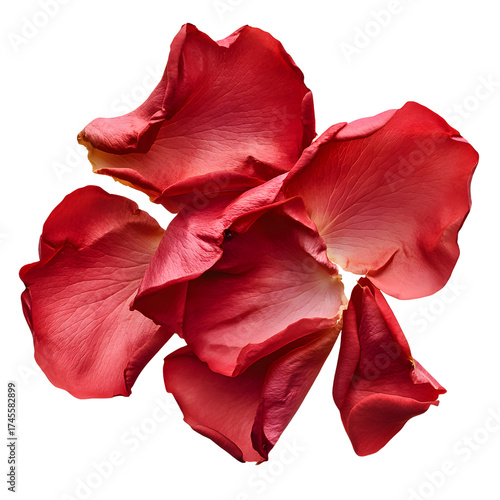 Real Pressed Rose Flower Petals Isolated on White Background for Creative Design Projects