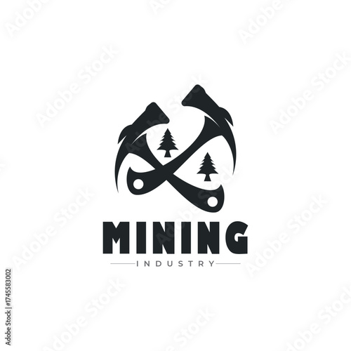 mining logo vintage vector illustration graphic design icon template