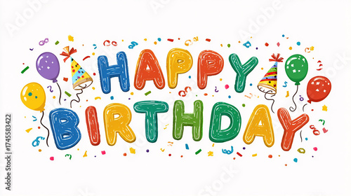 Happy birthday colorful balloon greeting card design
