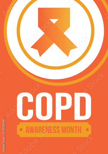 COPD Awareness Month in November. Chronic Obstructive Pulmonary Disease. Celebrated annual in United States. Medical health care and awareness design. Poster, card, banner and background. Vector