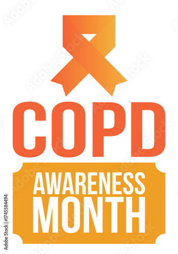 COPD Awareness Month in November. Chronic Obstructive Pulmonary Disease. Celebrated annual in United States. Medical health care and awareness design. Poster, card, banner and background. Vector