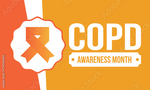 COPD Awareness Month in November. Chronic Obstructive Pulmonary Disease. Celebrated annual in United States. Medical health care and awareness design. Poster, card, banner and background. Vector