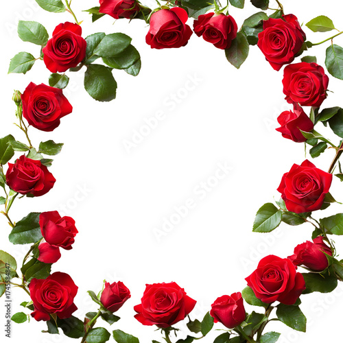Elegant Red Roses Frame on White Background Isolated for Design Projects