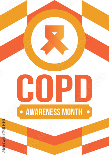 COPD Awareness Month in November. Chronic Obstructive Pulmonary Disease. Celebrated annual in United States. Medical health care and awareness design. Poster, card, banner and background. Vector
