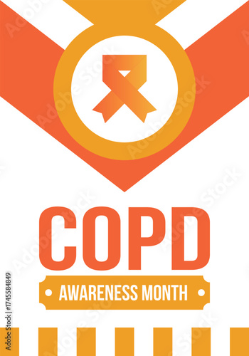 COPD Awareness Month in November. Chronic Obstructive Pulmonary Disease. Celebrated annual in United States. Medical health care and awareness design. Poster, card, banner and background. Vector