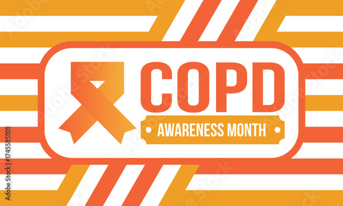 COPD Awareness Month in November. Chronic Obstructive Pulmonary Disease. Celebrated annual in United States. Medical health care and awareness design. Poster, card, banner and background. Vector