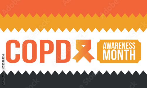 COPD Awareness Month in November. Chronic Obstructive Pulmonary Disease. Celebrated annual in United States. Medical health care and awareness design. Poster, card, banner and background. Vector