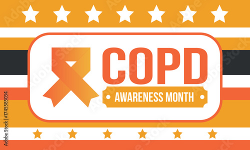 COPD Awareness Month in November. Chronic Obstructive Pulmonary Disease. Celebrated annual in United States. Medical health care and awareness design. Poster, card, banner and background. Vector