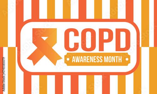 COPD Awareness Month in November. Chronic Obstructive Pulmonary Disease. Celebrated annual in United States. Medical health care and awareness design. Poster, card, banner and background. Vector