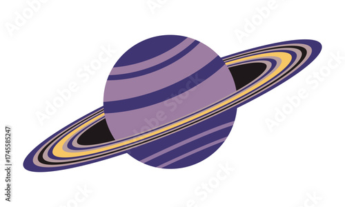Saturn planet space outer Colorful Saturn Illustration minimalist design vector.
