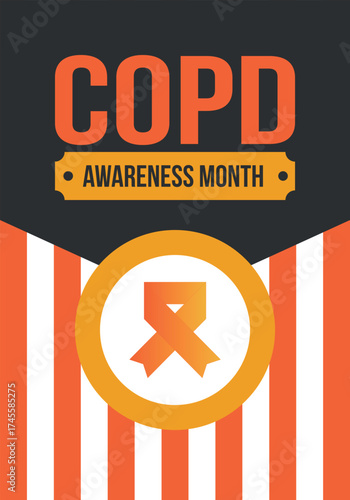 COPD Awareness Month in November. Chronic Obstructive Pulmonary Disease. Celebrated annual in United States. Medical health care and awareness design. Poster, card, banner and background. Vector
