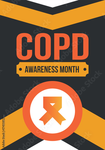 COPD Awareness Month in November. Chronic Obstructive Pulmonary Disease. Celebrated annual in United States. Medical health care and awareness design. Poster, card, banner and background. Vector