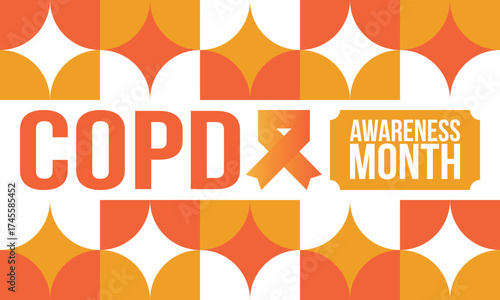 COPD Awareness Month in November. Chronic Obstructive Pulmonary Disease. Celebrated annual in United States. Medical health care and awareness design. Poster, card, banner and background. Vector