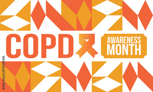 COPD Awareness Month in November. Chronic Obstructive Pulmonary Disease. Celebrated annual in United States. Medical health care and awareness design. Poster, card, banner and background. Vector