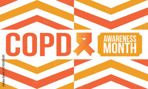 COPD Awareness Month in November. Chronic Obstructive Pulmonary Disease. Celebrated annual in United States. Medical health care and awareness design. Poster, card, banner and background. Vector