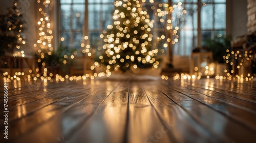 A Christmas tree is lit up with lights