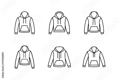 crop hoodie icon line art vector illustration