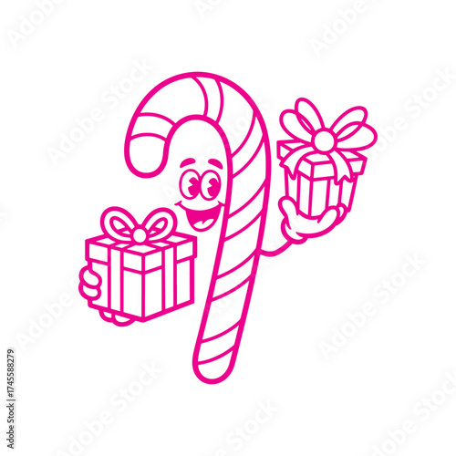 Candy cane with gift box