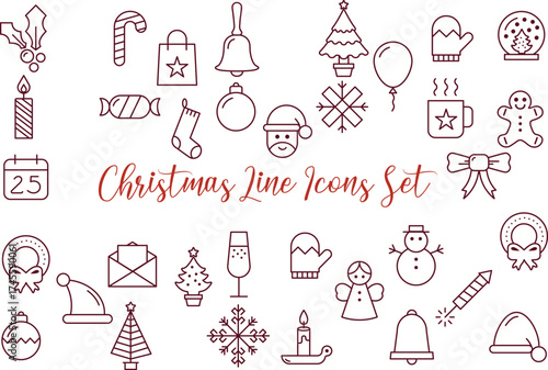 Christmas Line Icons Set vector illustration 