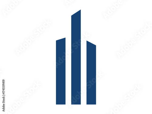 Minimalist Skyscraper Icon, Urban Tower Symbol for Real Estate and Construction Design
