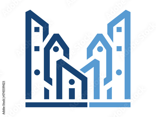 Modern Skyscraper Icon, Minimal City Building Silhouette for Architecture Projects