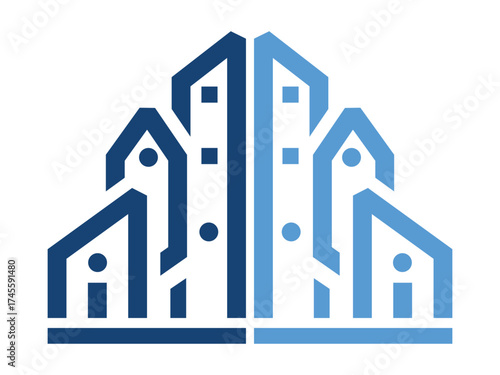 Modern Skyscraper Icon, Minimalist City Building Silhouette for Architecture and Urban Design