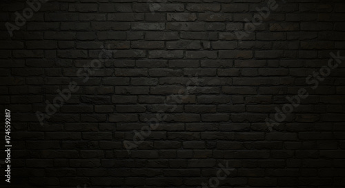 Black brick wall texture background dark grunge brickwork backdrop for design photos