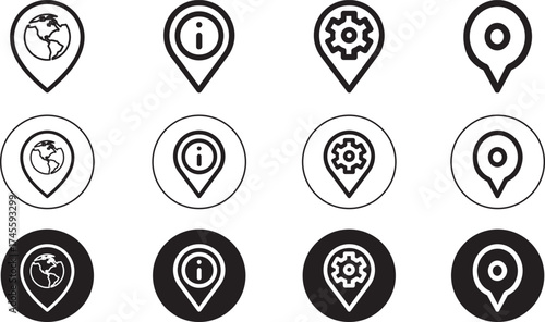 Modern Map Location Pin Icons – Minimal GPS and Navigation Vector Set
