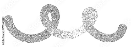 Halftone dotted twisted line. Vector abstract gradient textured ribbon design element