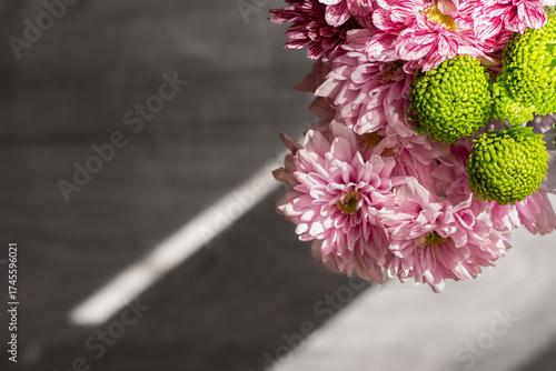 Bouquet of flowers with blurry background. Seasonal photo or template for mothers' day, easter, wedding, holiday, valentine's day, birthday or celebration gift card or for invitations. Version II.