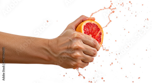 Wallpaper Mural Hand squeezing a grapefruit with juice splashing on white back , transparent png Torontodigital.ca