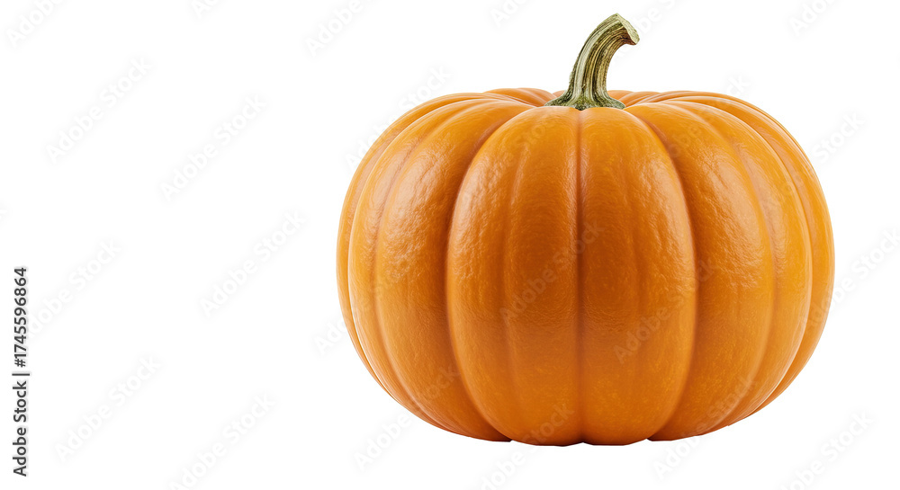 Obraz premium A single orange pumpkin with a stem on a white background , transparent png