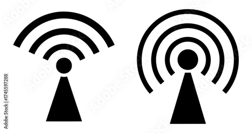 Vector art of two wifi signal icons, representing wireless connectivity and communication technology