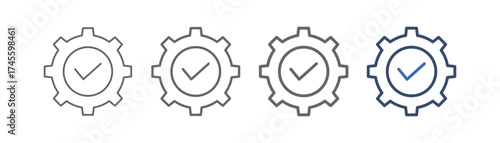 
outline icon set functional with gear and check mark design