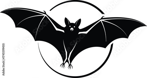 Bat silhouette vector graphic for halloween and spooky theme design projects on transparent background