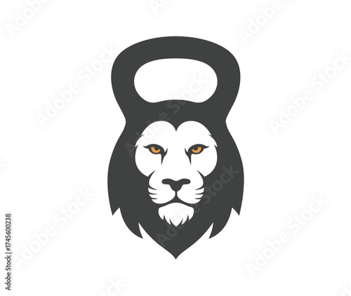 Gym lion logo kettlebell Shape template illustration	