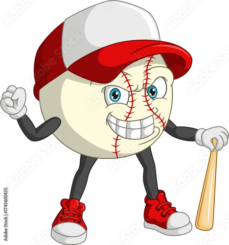 Cartoon baseball mascot holding a bat Vector