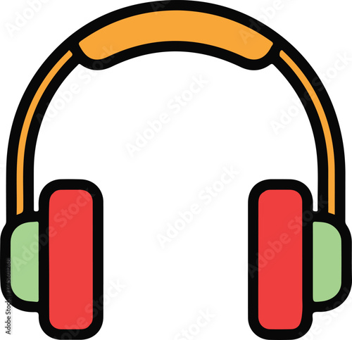 Colorful flat style headphones icon for modern music and entertainment design