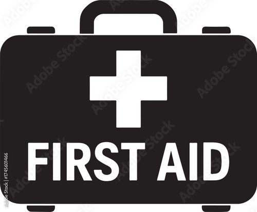 Monochrome first aid kit icon for emergency medical health care concept design
