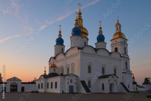 Ancient Sofia-Assumption Cathedral (1683-1686) on dawn. Tobolsk, Russia