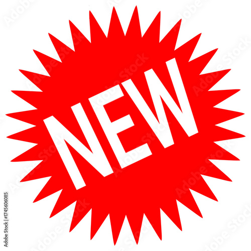 Red New Starburst Label Vector Icon for Advertising, Promotions, Product Launch, and Marketing Materials