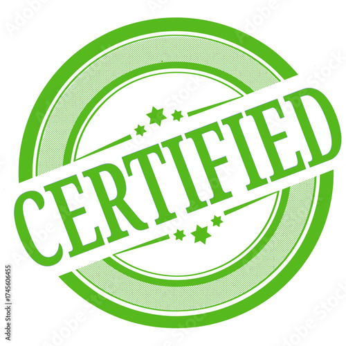 Green certified badge vector, quality approval seal for verified products, reliable authentication emblem, symbolizing trusted service