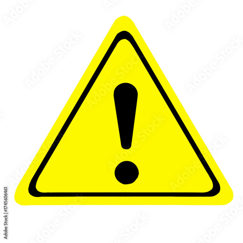 Yellow Warning Triangle Sign with Black Exclamation Mark Vector Icon