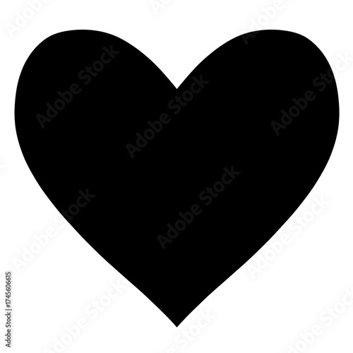 Modern black solid heart shape vector illustration isolated on white background for romantic love, Valentine’s Day, or graphic design
