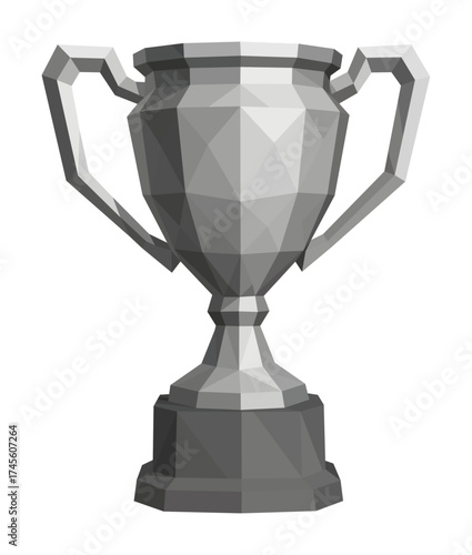cup of the champion - low poly design style (silver)