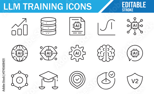 Artificial Intelligence and LLM Icons for Research and Training